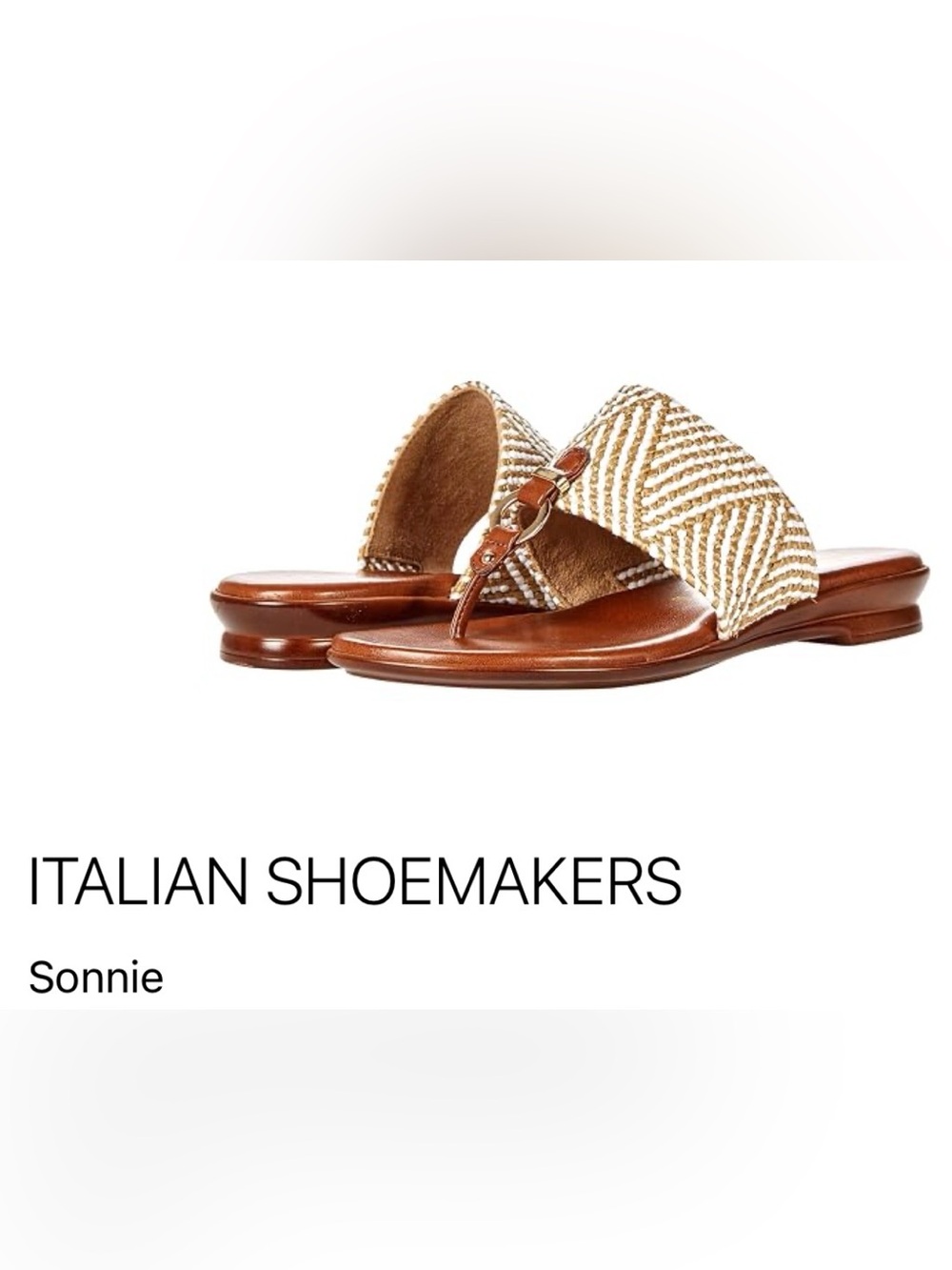 Italian Shoemakers Brown and Cream Woven Thong Sandals